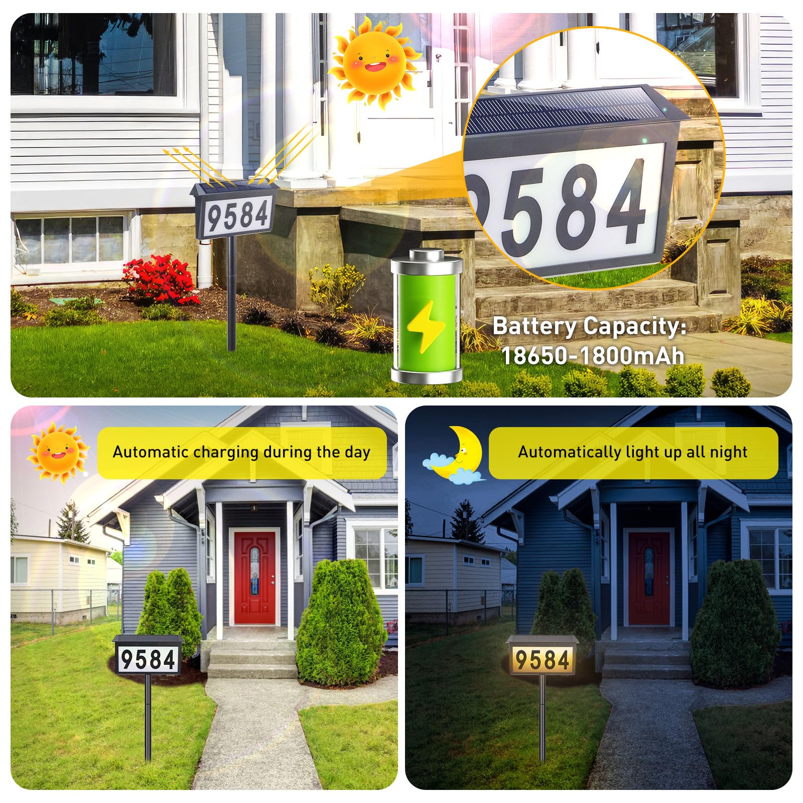 CHEGIF solar address sign ground installation allows flexible placement