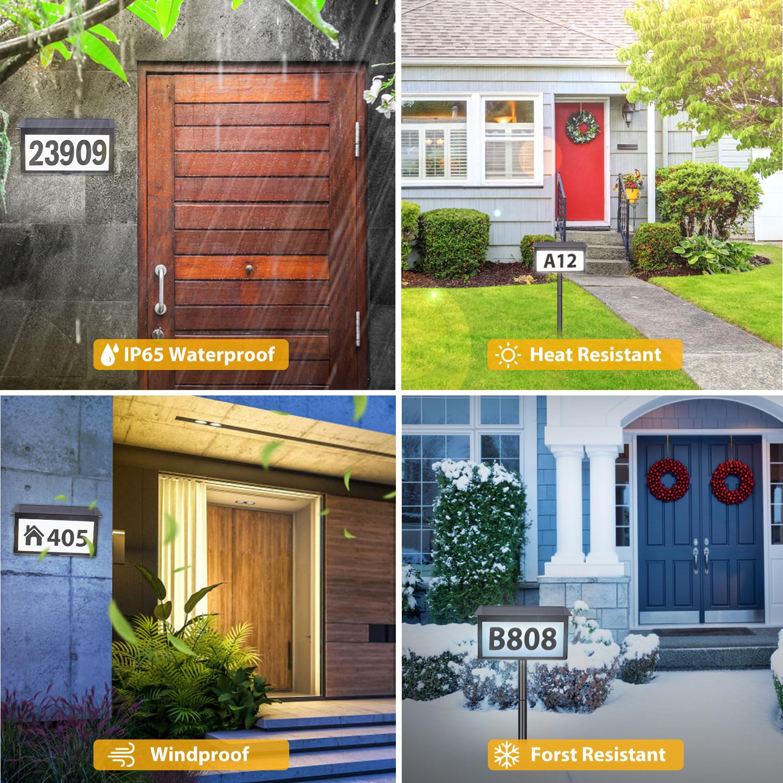 CHEGIF solar address sign solar panel angle maximizes sun exposure
