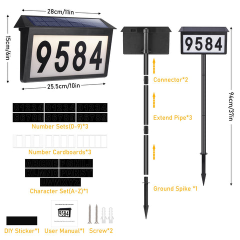 CHEGIF solar address sign wall mount keeps numbers clearly visible