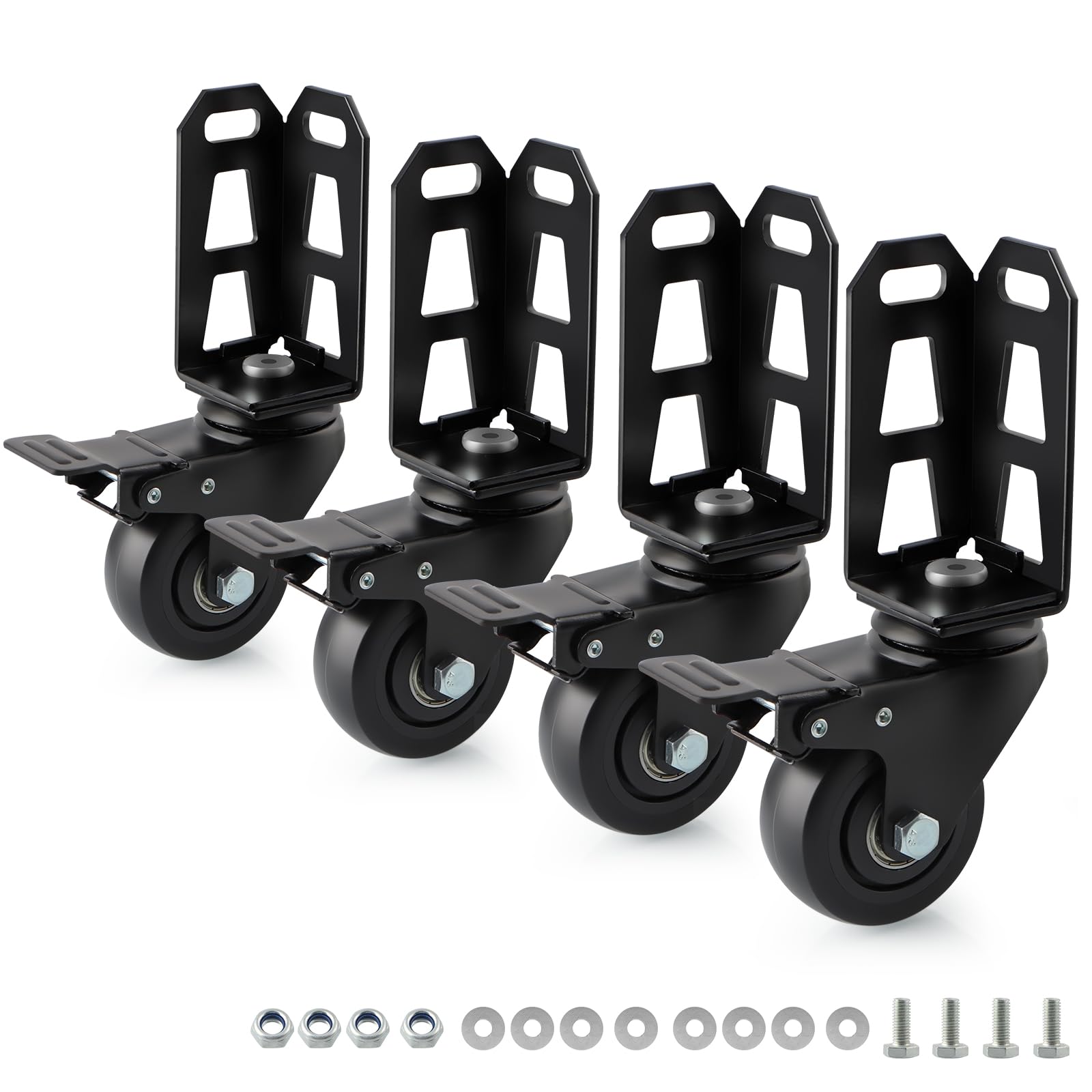 Chegulu 3-inch caster wheels on boltless shelving enable smooth, mobile storage movement.