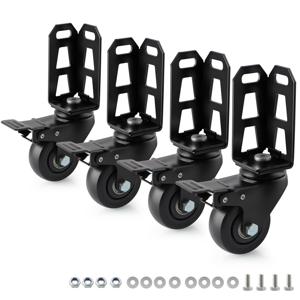 Chegulu 3-inch caster wheels on boltless shelving enable smooth, mobile storage movement.