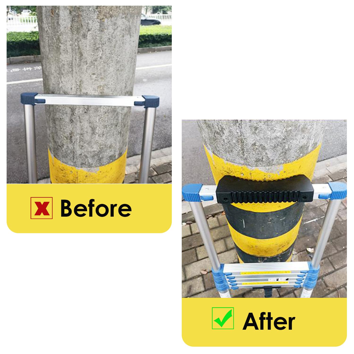 Chemlliy Rubber Steep Ladder Stabilizer anti-slip detail protects against wall or pole slips.