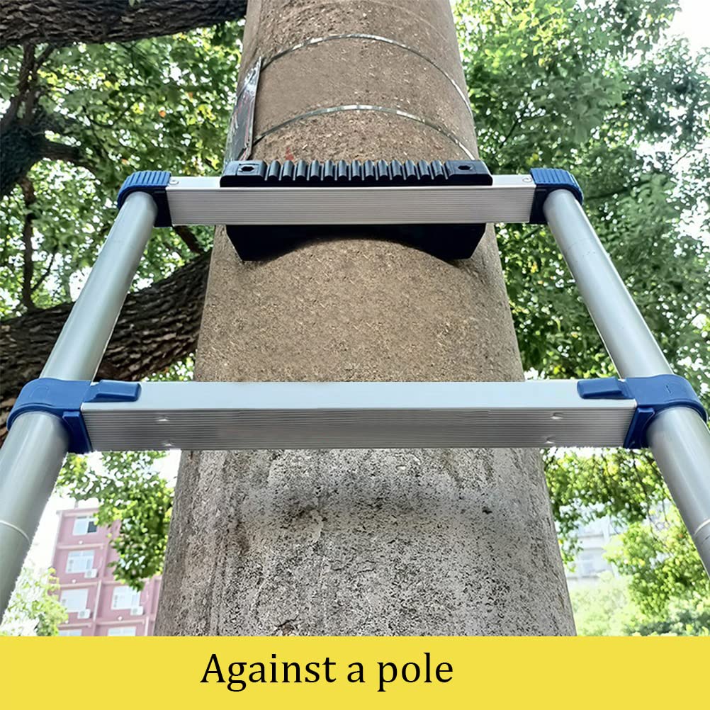 Chemlliy Rubber Steep Ladder Stabilizer mounted on ladder crossbar for quick installation.
