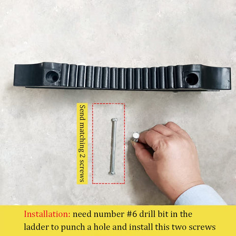 Chemlliy Rubber Steep Ladder Stabilizer in use on a tall ladder delivers added stability.