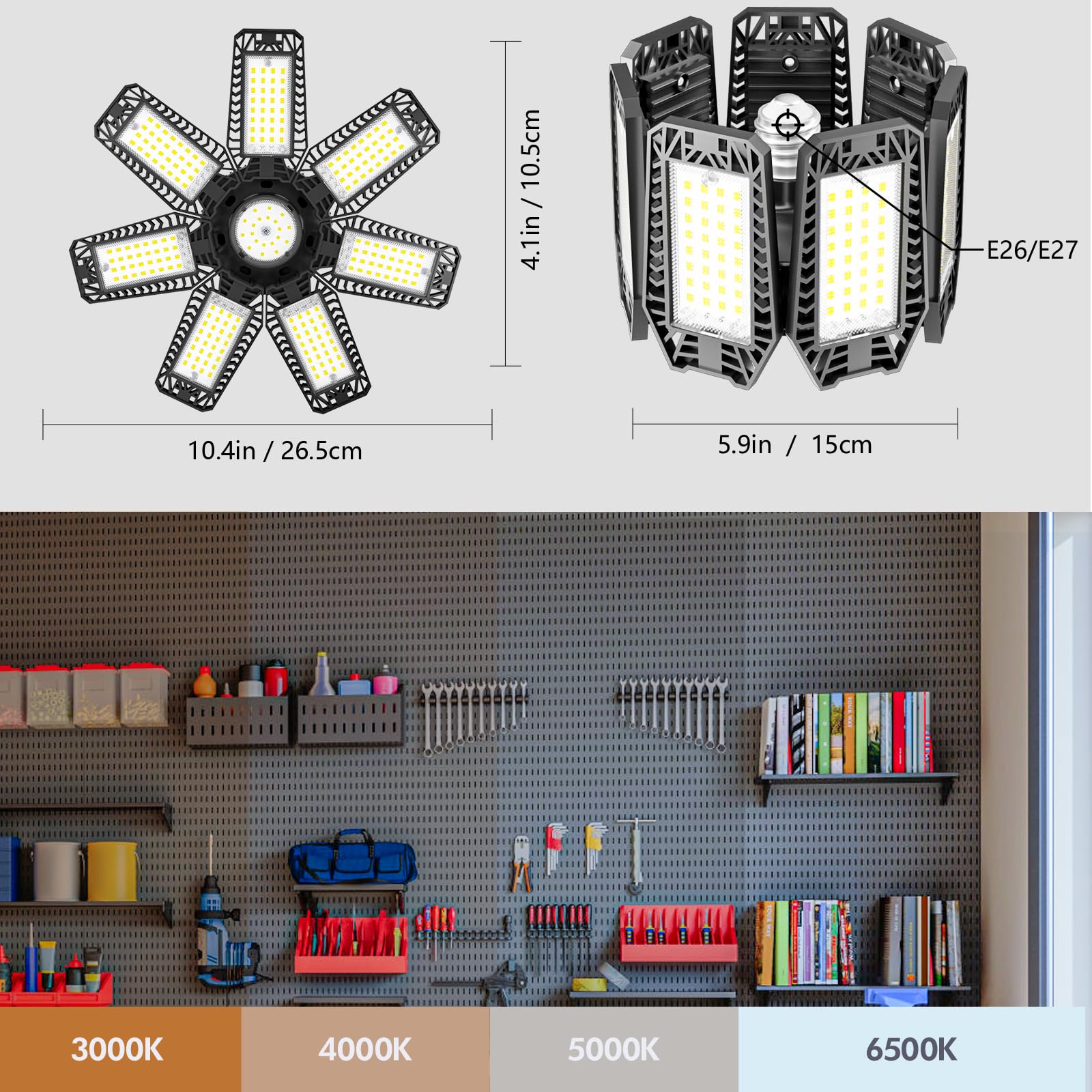 CHENGCHILIT LED garage light installation on standard E26/E27 socket for quick setup.