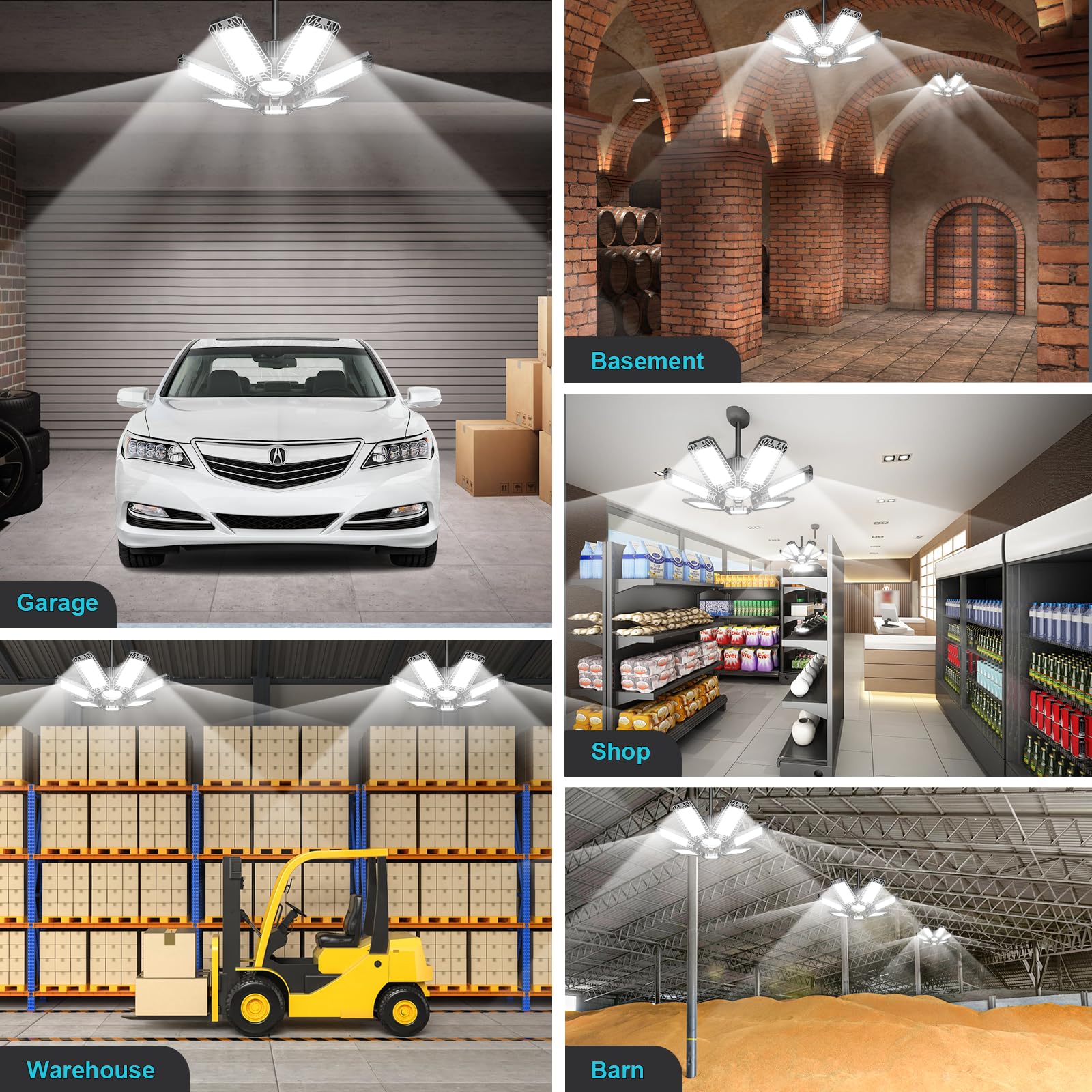 CHENGCHILIT LED garage light features energy-efficient design for lasting use.