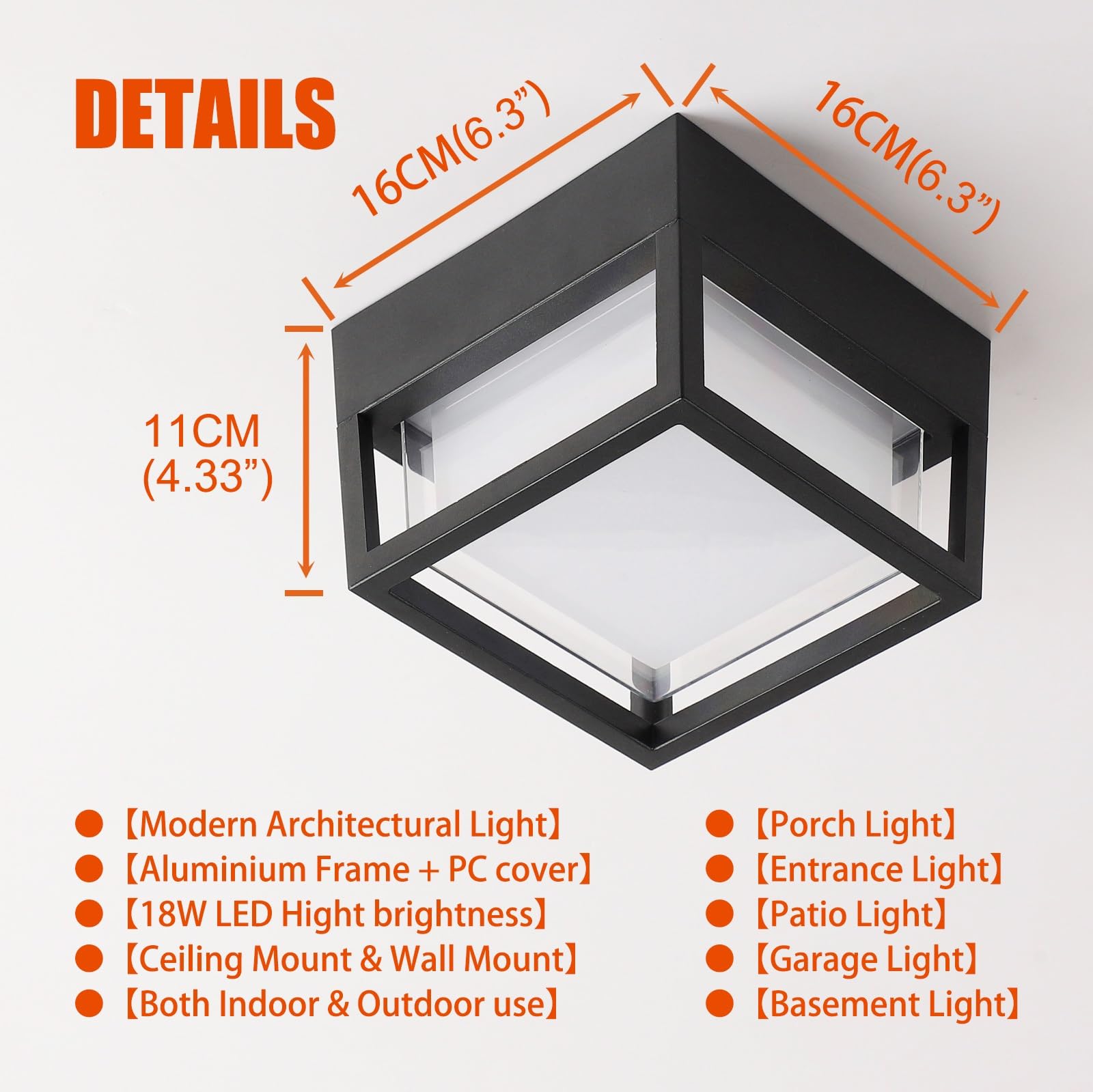 CHENS01 6.3x6.3 inch square dimensions fit compact spaces.