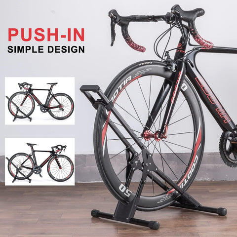 CHEPARK bike floor stand in a garage setting saving space