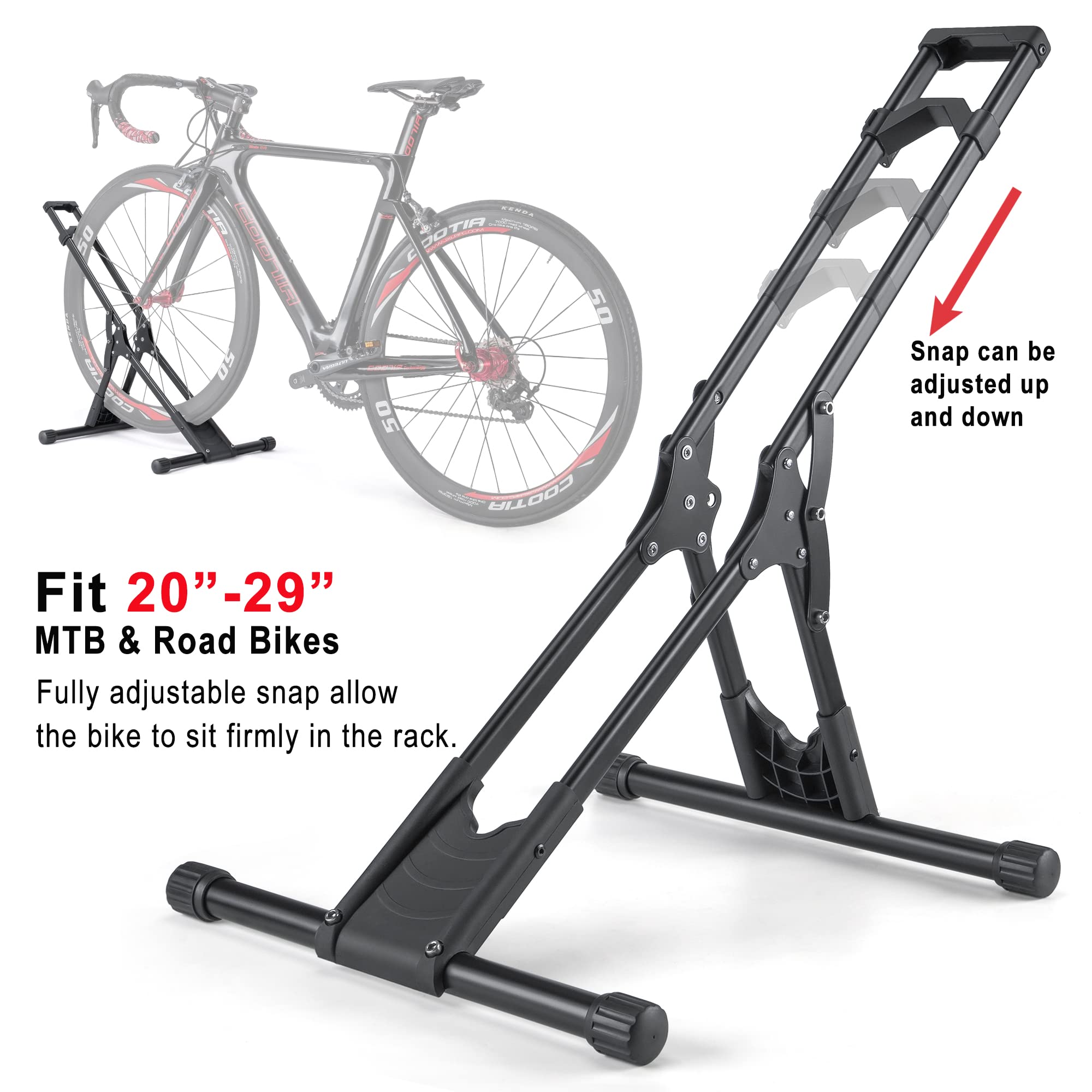 CHEPARK Bike Floor Stand three-point base for maximum stability during storage.