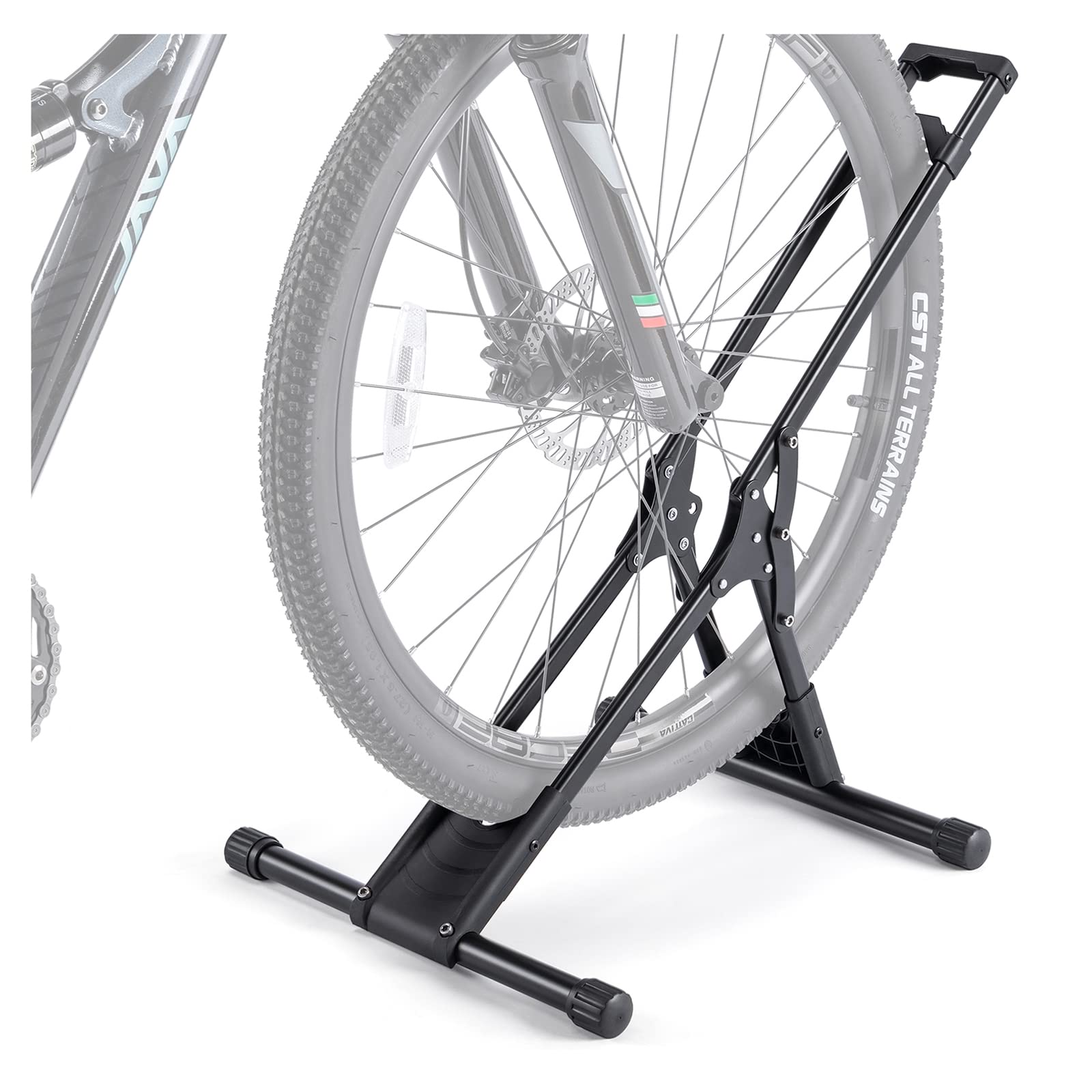 CHEPARK Bike Floor Stand wheel tray loading for easy, lift-free bike parking.