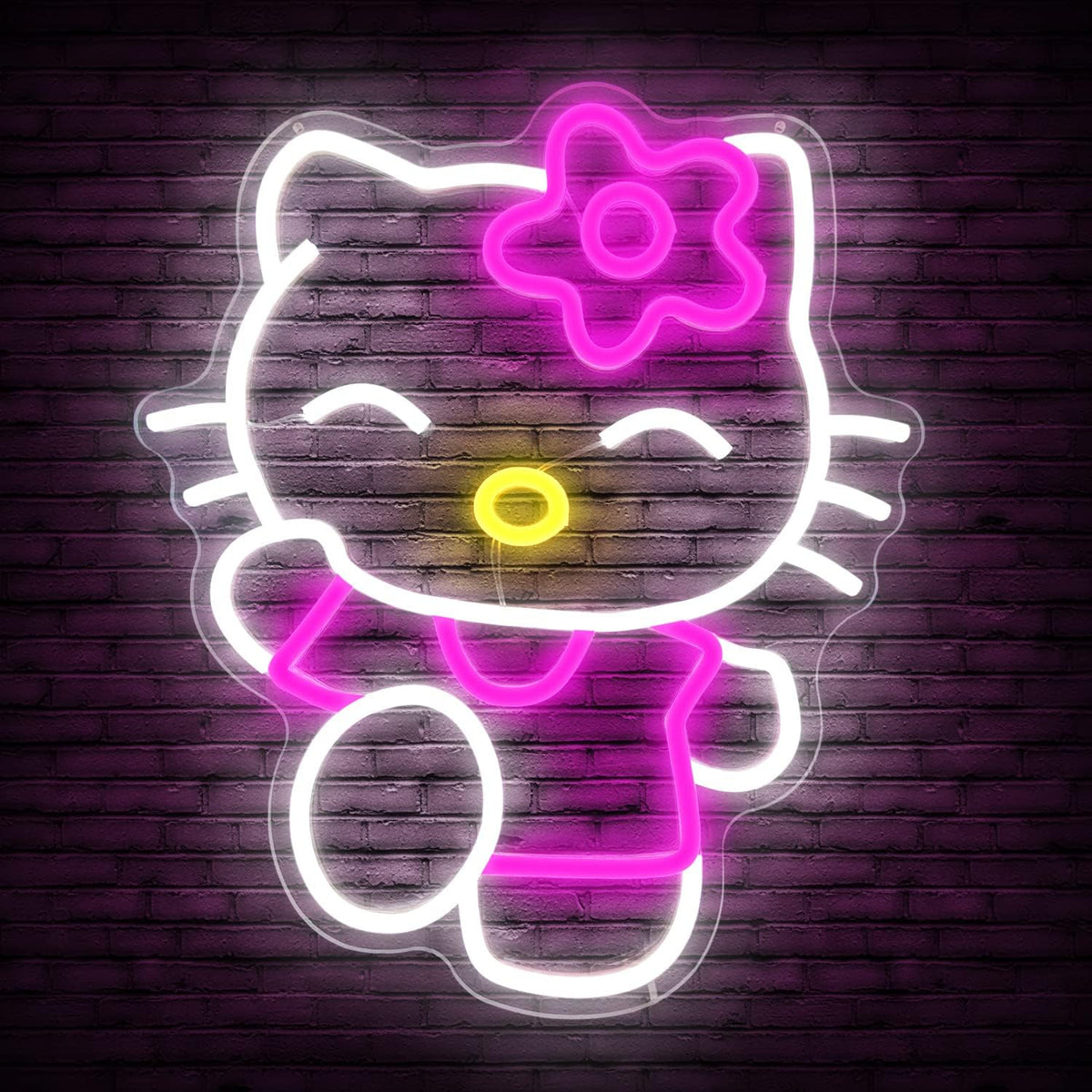 Cheunyar Hello Kit neon sign pink kitty on wall decor