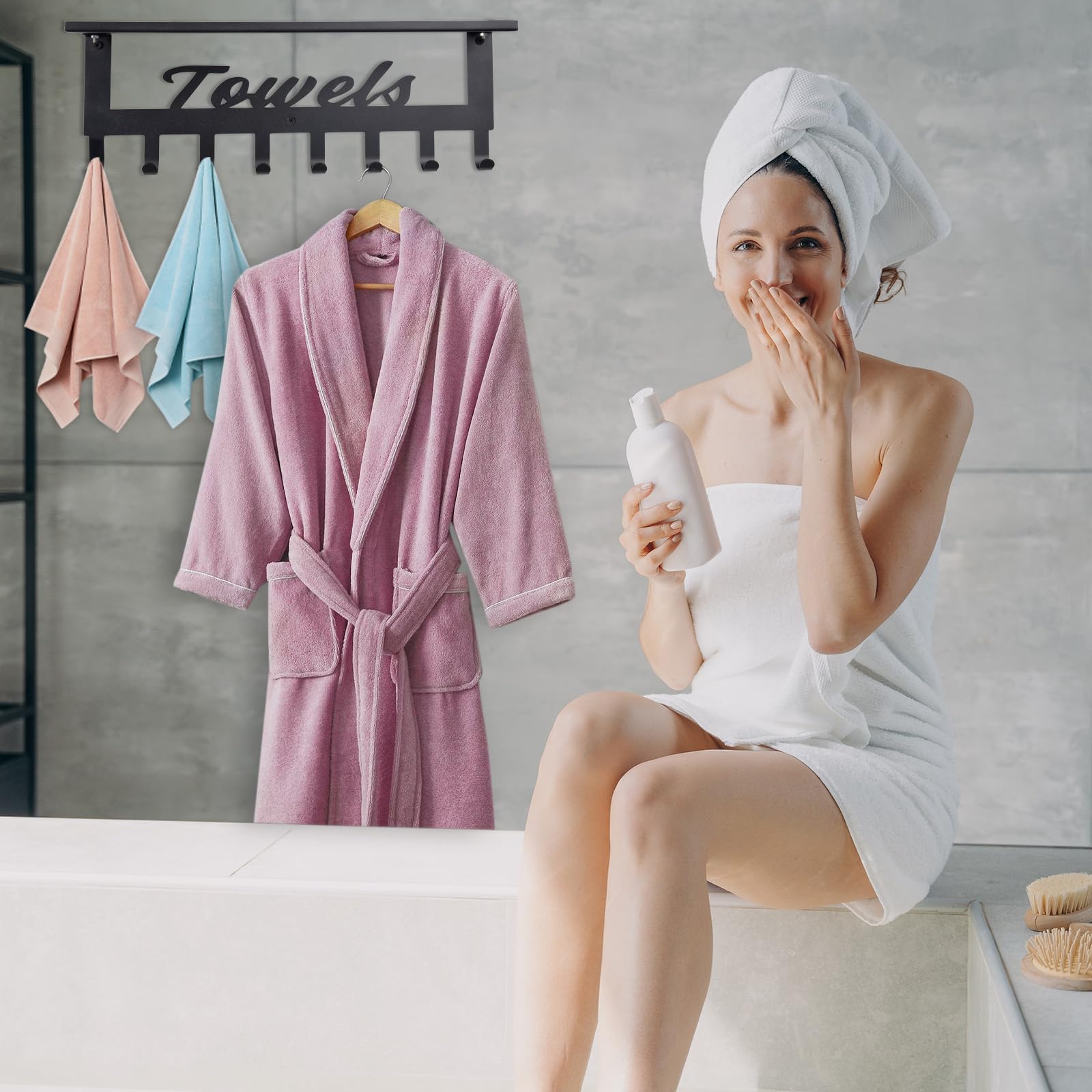 ChezMax easy install towel hanger with five screws for quick setup.