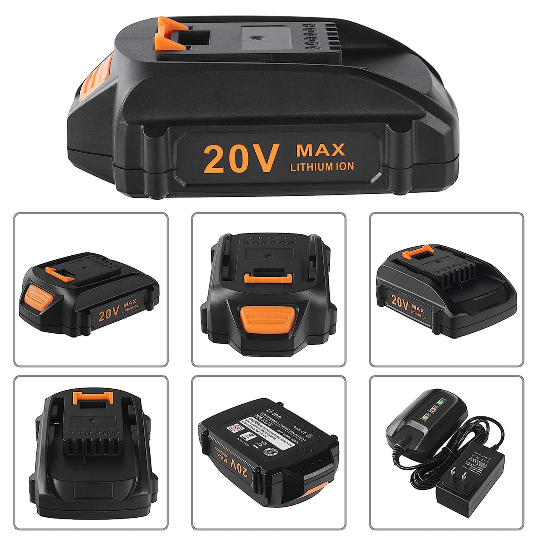 Chgdkjy starter kit showing battery and charger for Worx compatibility
