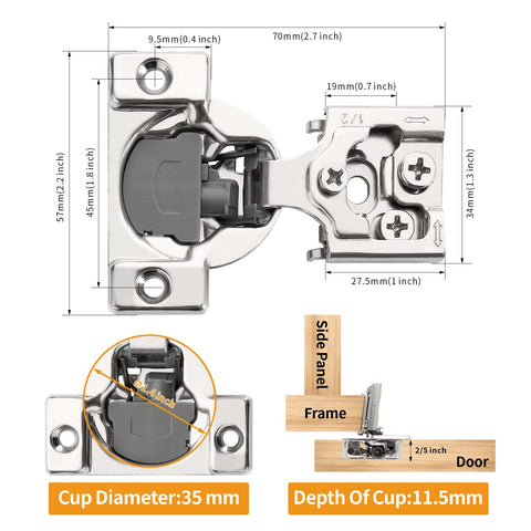 Chibery 105-degree open-angle hinge in action for wide access.