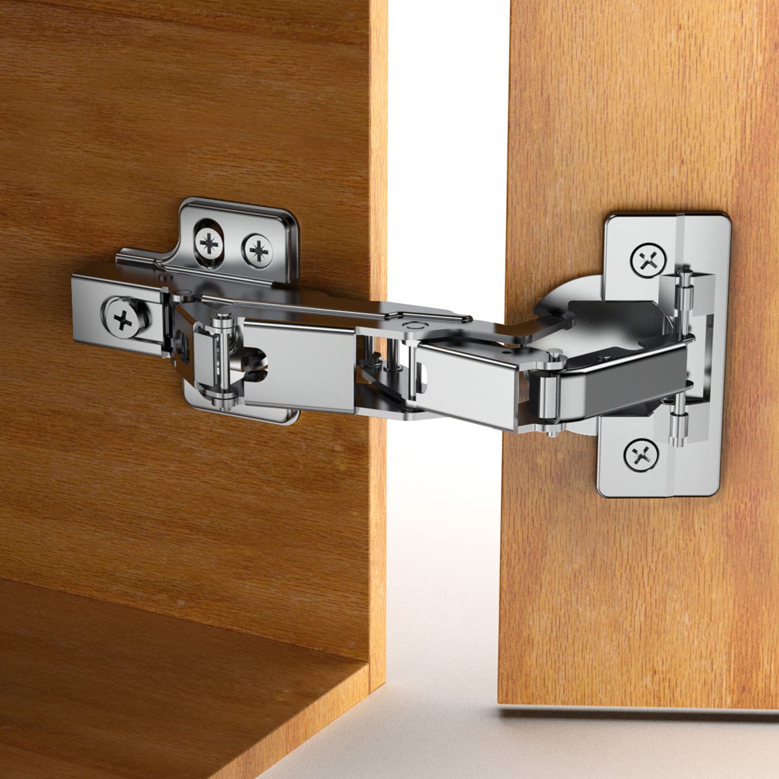Chibery 175-degree concealed hinge in action for smooth cabinet opening.