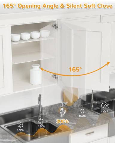 Chibery 4-way adjustable 135-degree hinge ensures precise height, depth, overlay, and gap alignment.