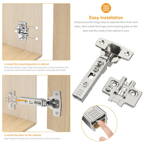 Chibery hinges stop at 45 degrees, preventing interference near walls