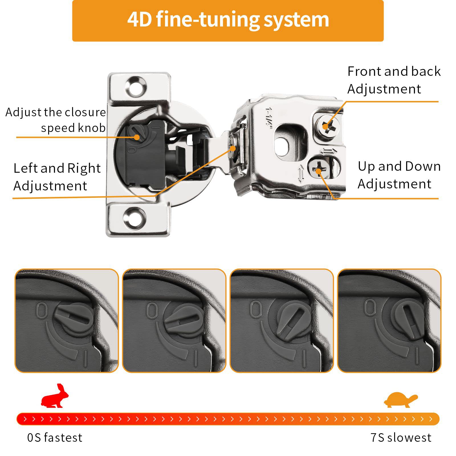Chibery 4D adjustable hinge enables precise alignment and smooth closing.