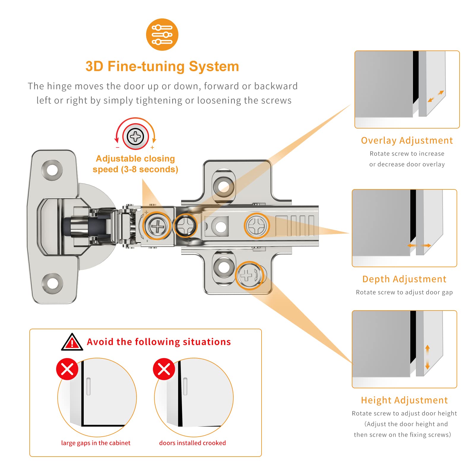 Chibery 4D adjustable hinge enabling precise alignment on cabinets