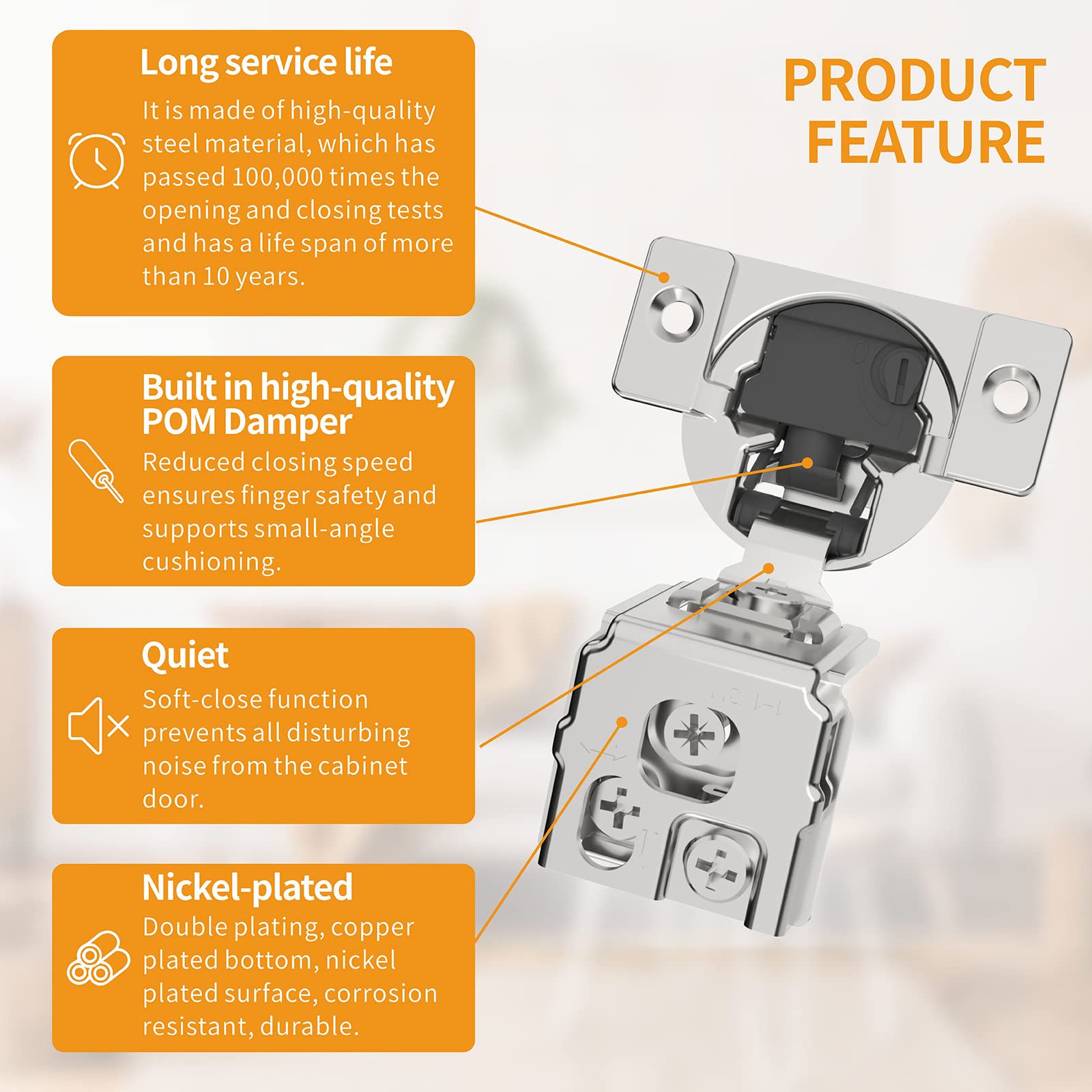 Chibery hinge set includes dowels and screws for quick face-frame installation.
