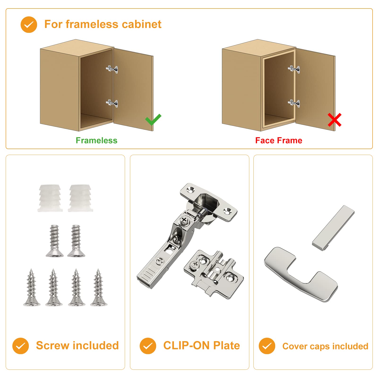 Chibery concealed European hinge for clean interior cabinet surfaces