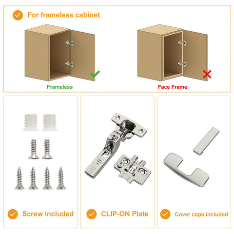 Chibery concealed European hinge for clean interior cabinet surfaces