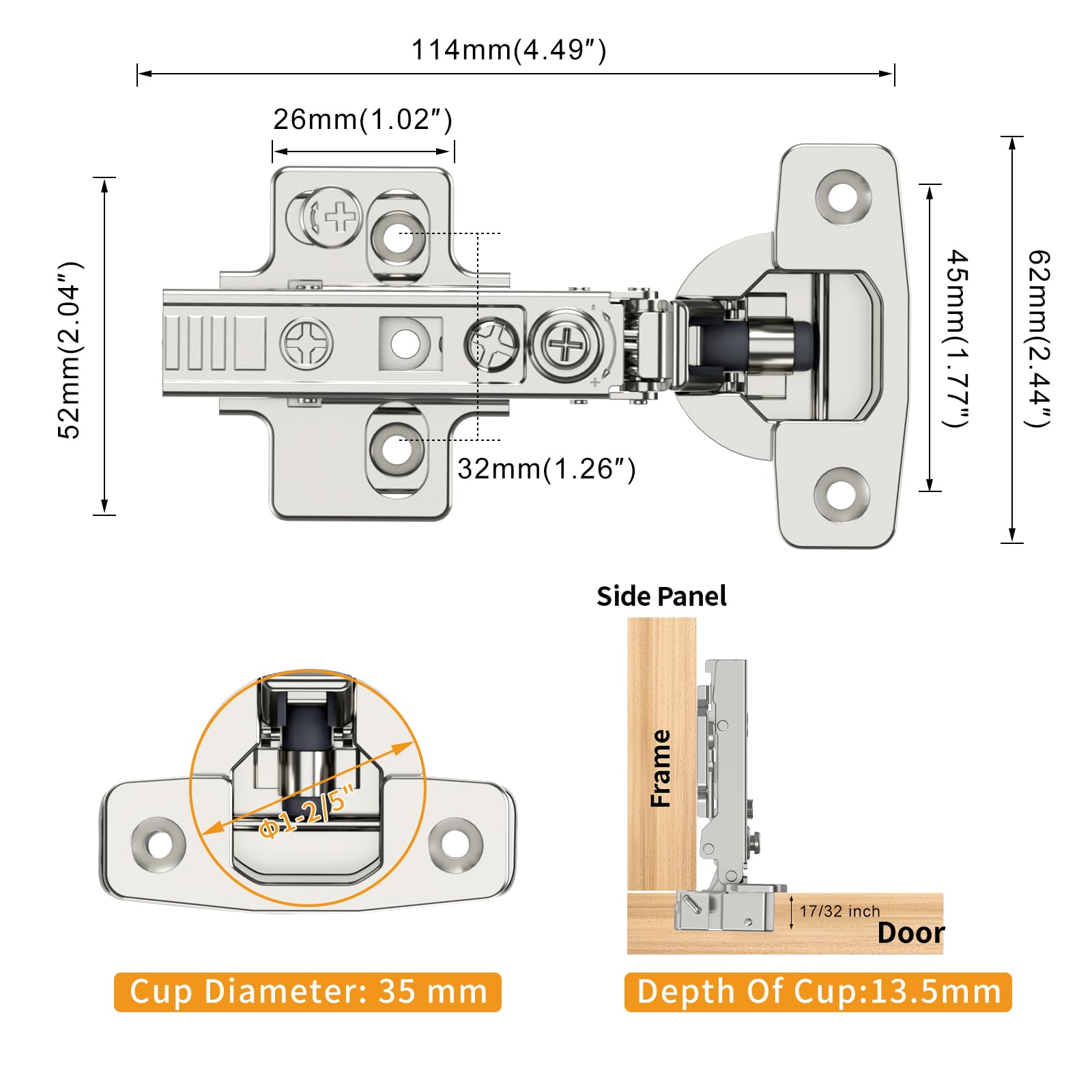 Chibery dowel and screw pack for quick install.