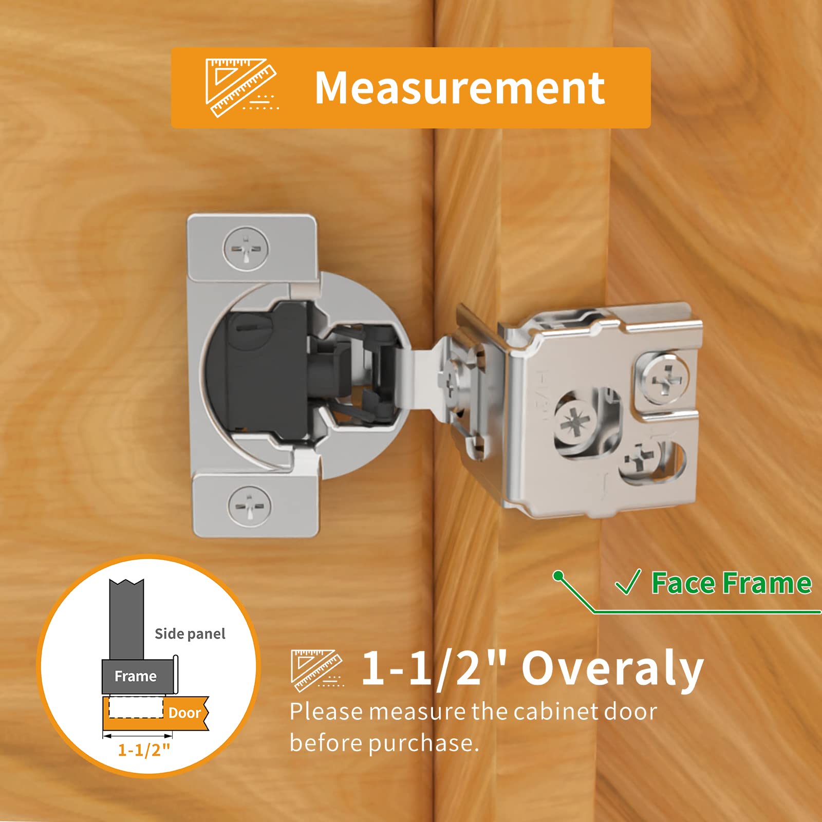 Chibery hinge tested for long life with frequent cabinet use.