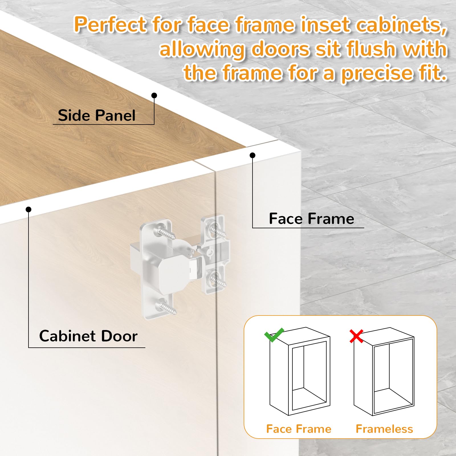Chibery concealed hinge with closed door, showing soft-close operation