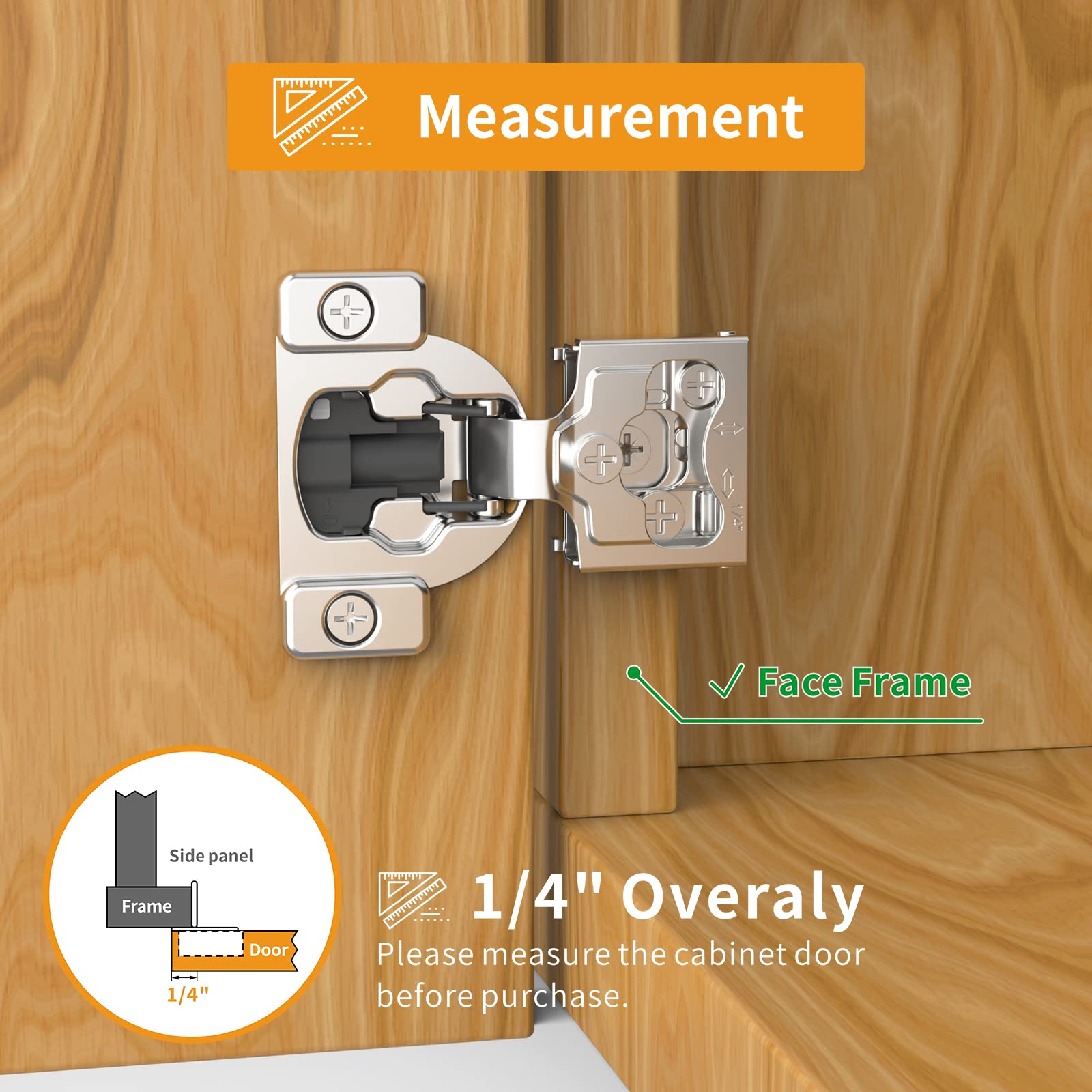 Chibery hinge kit includes dowels and self-tapping screws for quick setup.