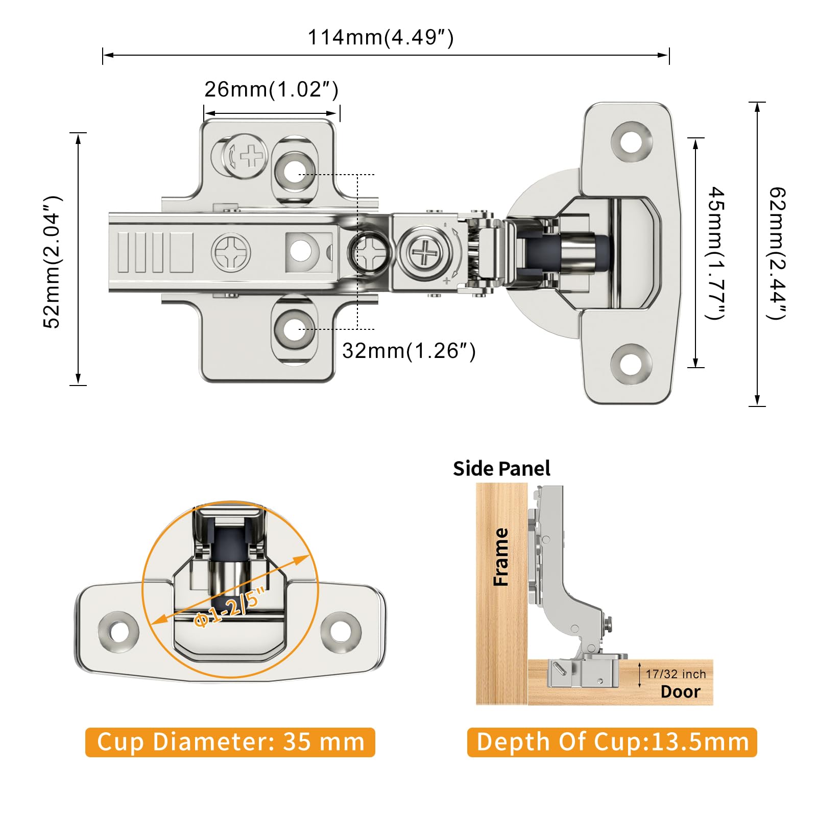 Chibery installation kit with dowels and self-tapping screws