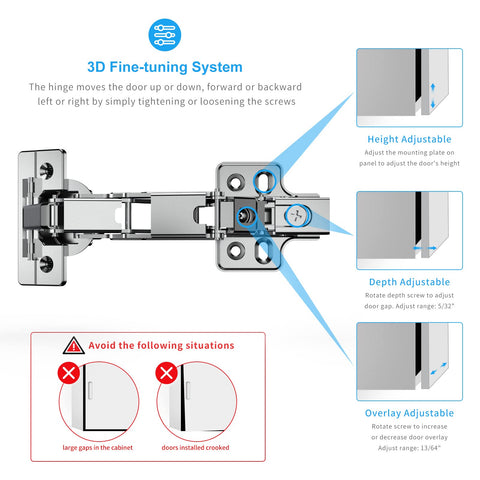 Chibery multi-pivot concealed hardware supports flexible cabinet door mounting.