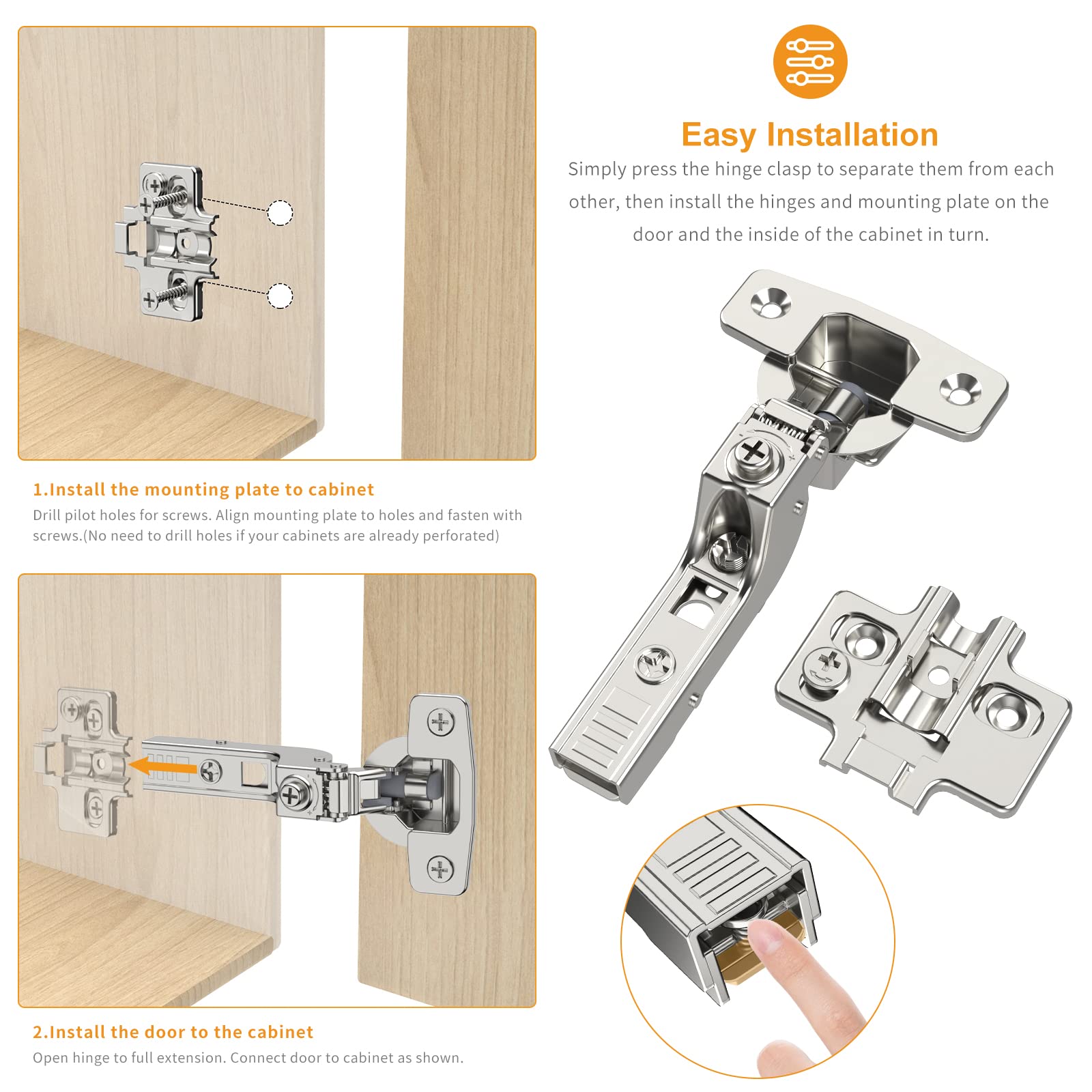 Chibery satin nickel finish hinge adds a modern look