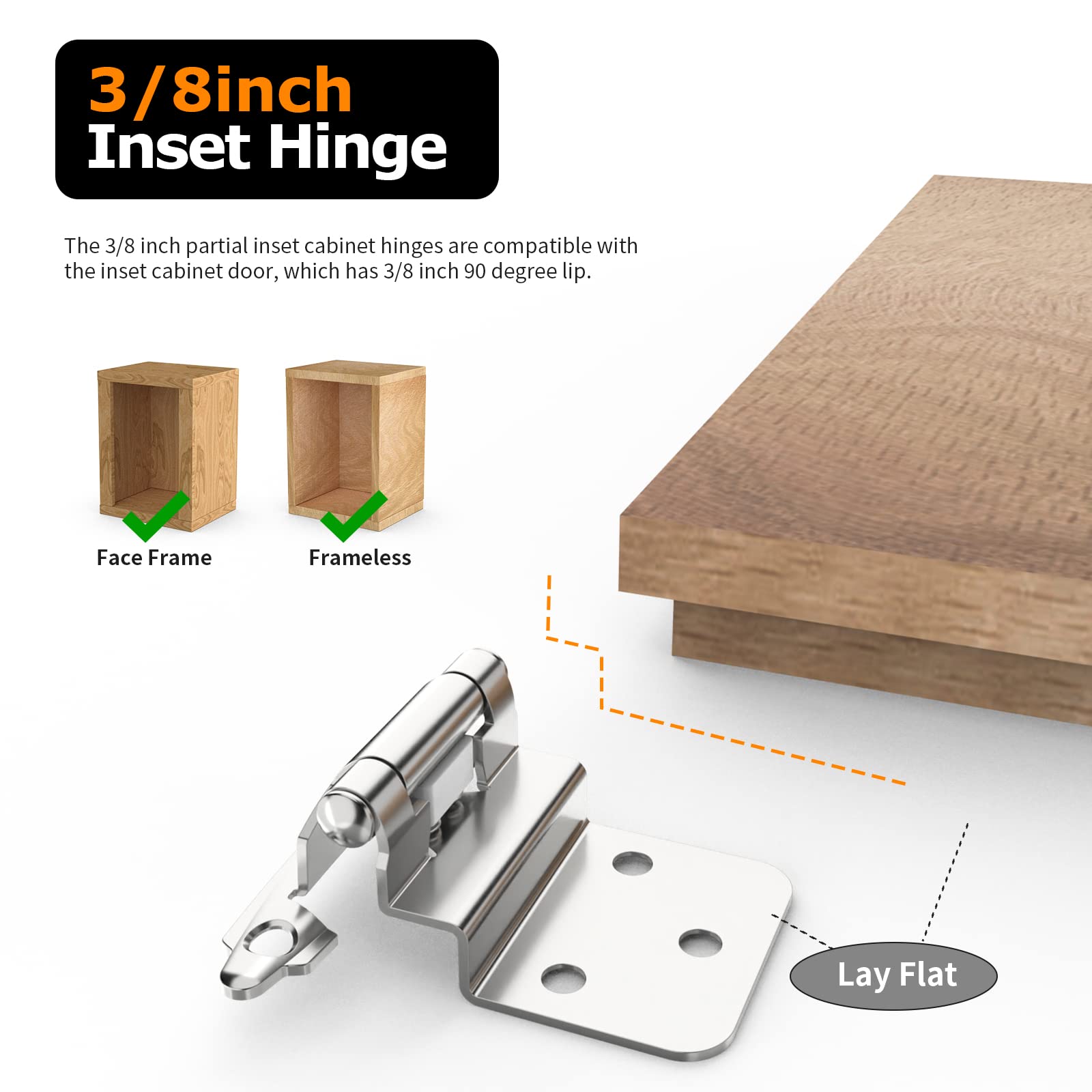 Chibery self-closing hinge demonstrating 30-degree door closure