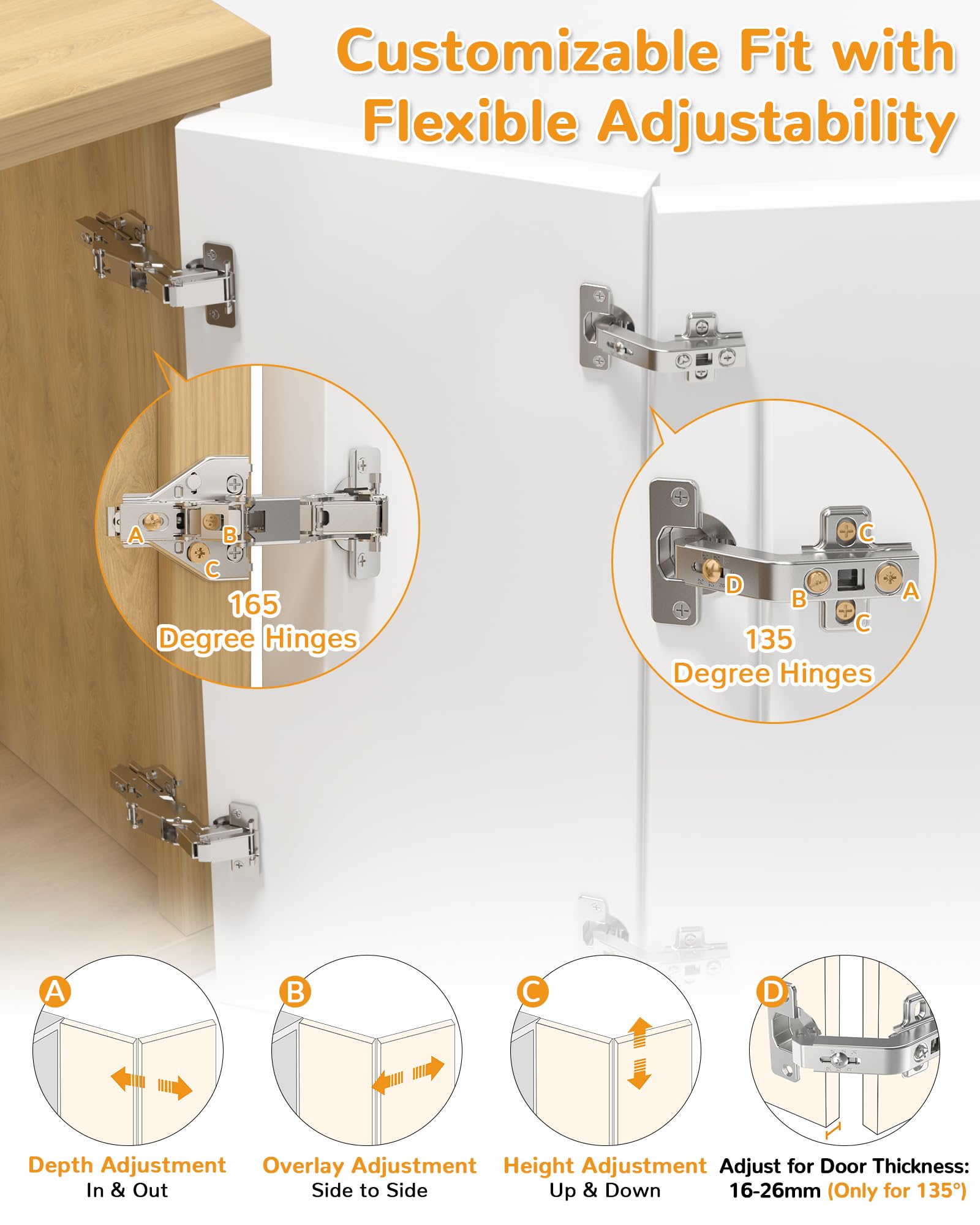 Chibery soft-close damper for 165-degree hinge delivers gentle, quiet cabinet closure.
