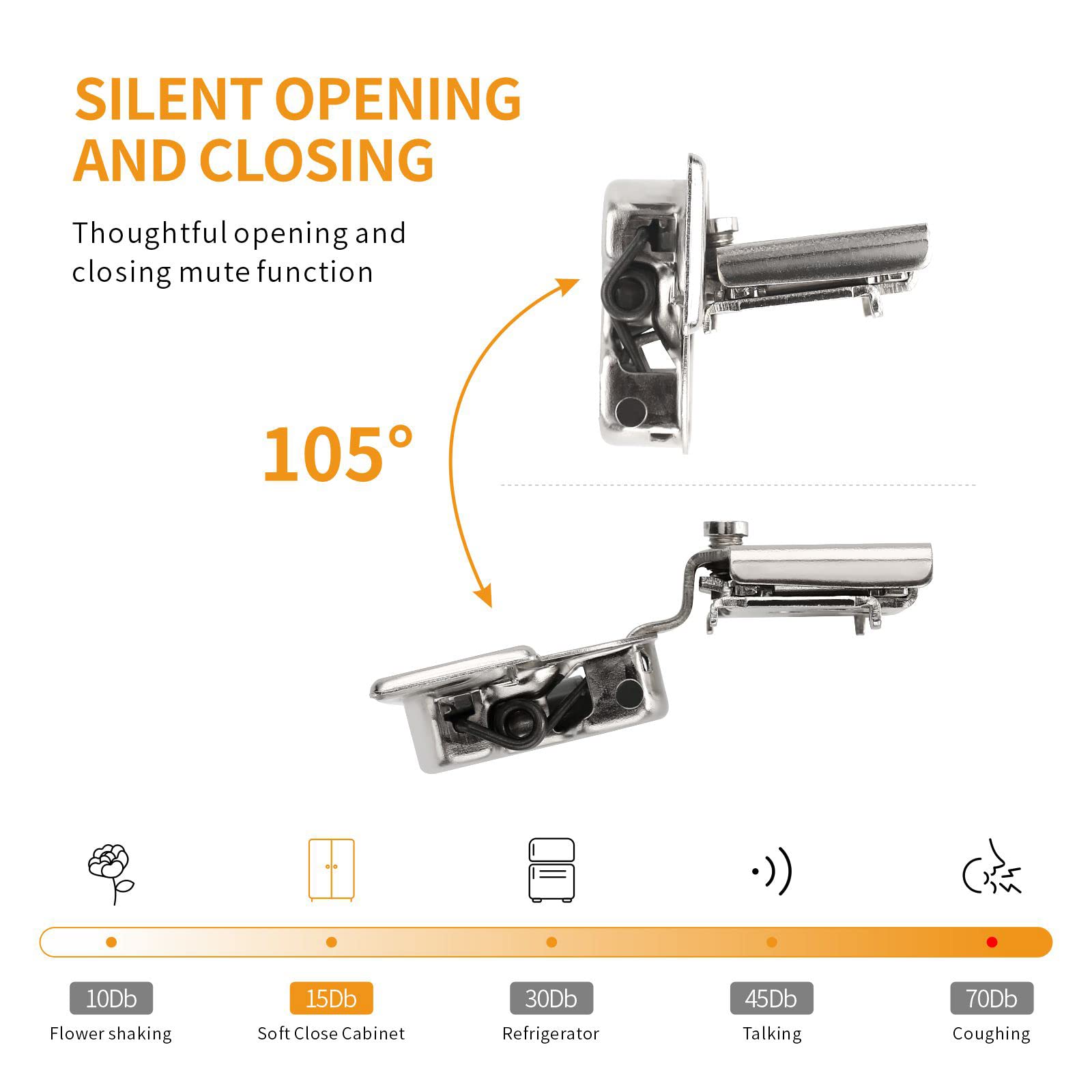 Chibery soft-close damper hinge reduces noise and wear during daily use.