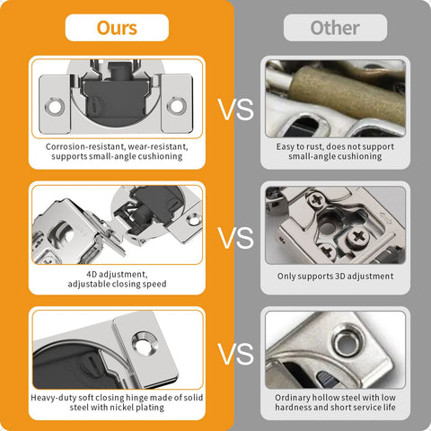 Chibery stainless steel hinge with nickel finish ensures durable, premium hardware.
