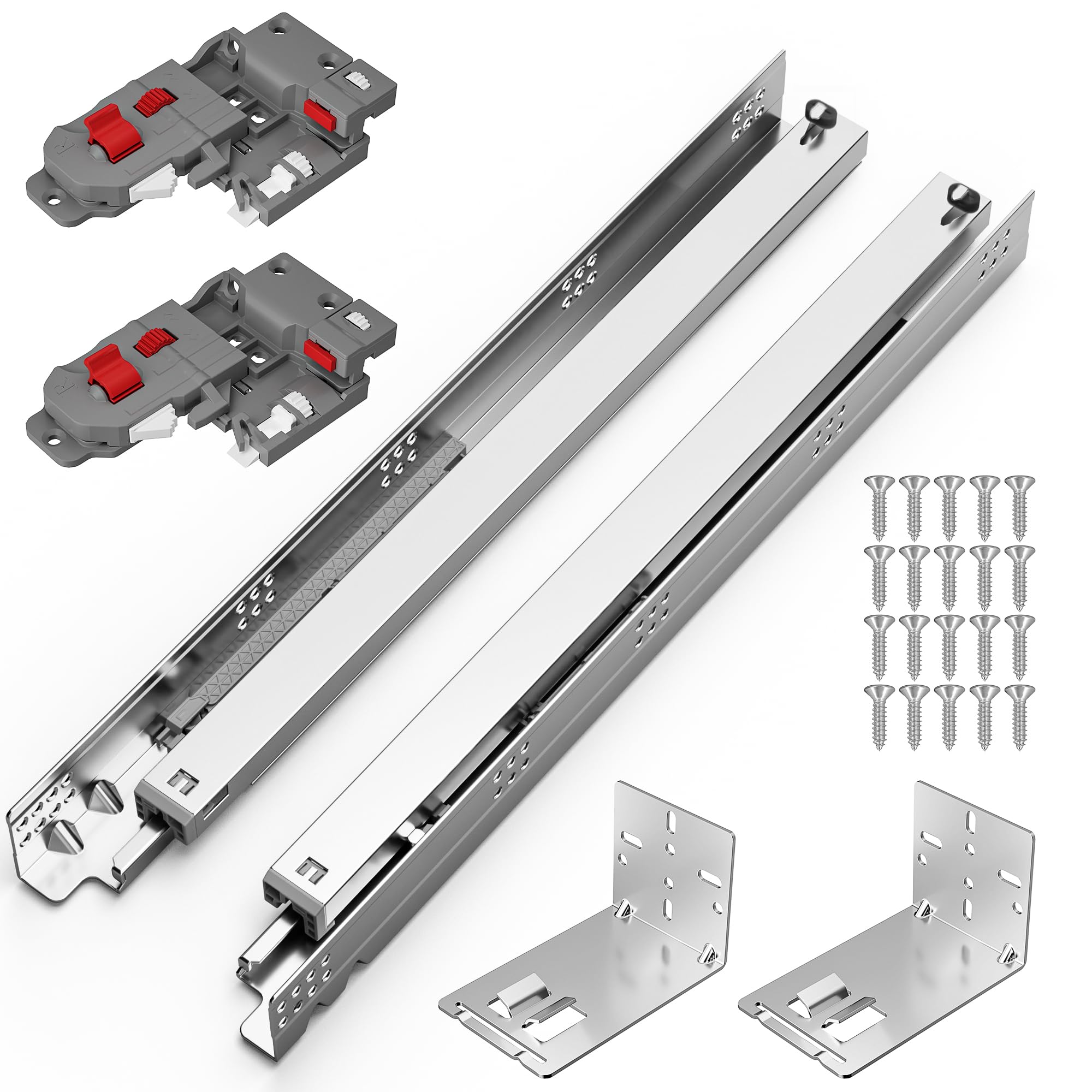 Chibery undermount soft-close drawer slides offering full extension for easy access.