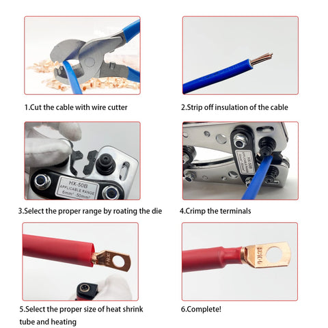 Chicarry cable cutter handles copper and aluminum up to 1/0 AWG.