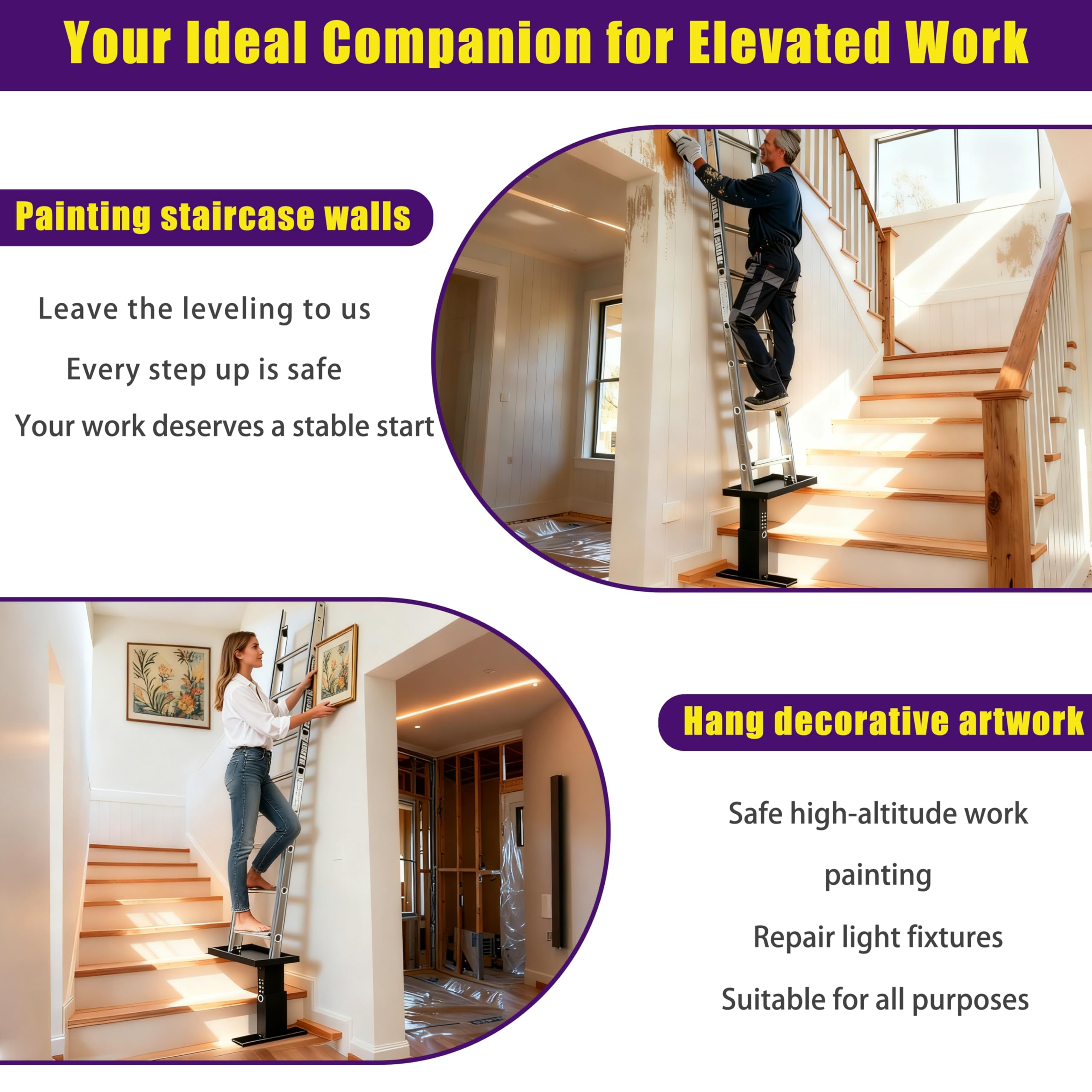 CHICAURA Ladder Leveler Pro easy to move between stairs and ladders.