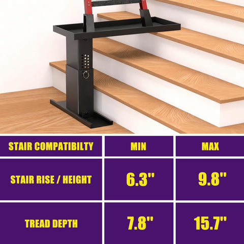 CHICAURA Ladder Leveler Pro compatible with stairs 6.3–9.8 inches high.