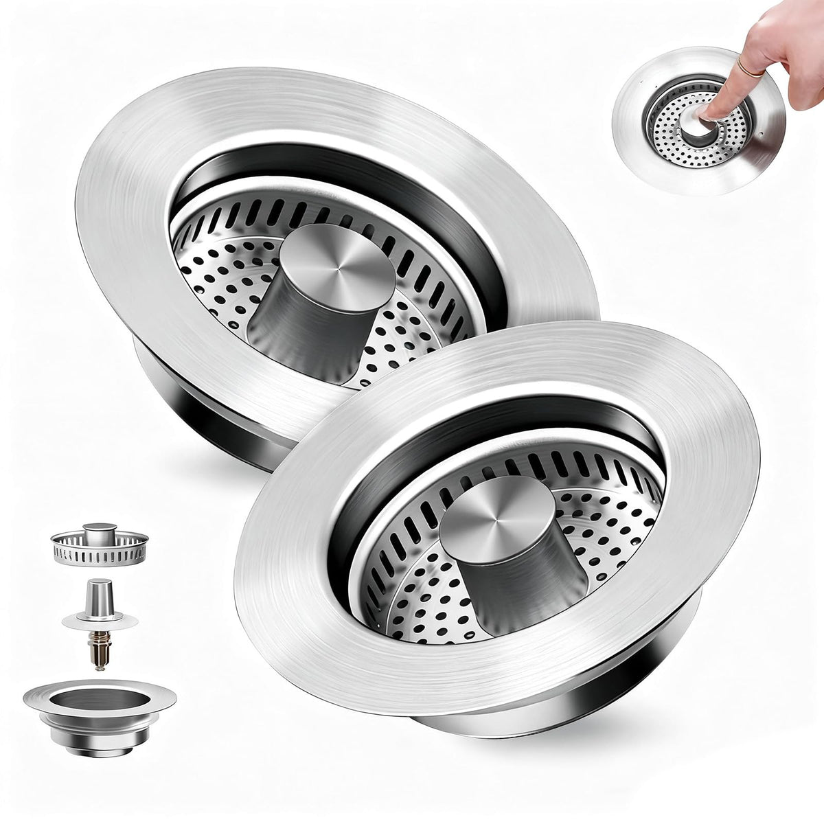 ChicHomey 3-in-1 kitchen sink strainer for effortless drainage and odor control.
