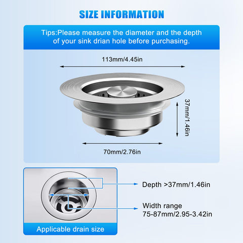 ChicHomey easy-clean detachable basket simplifies waste disposal and rinsing.