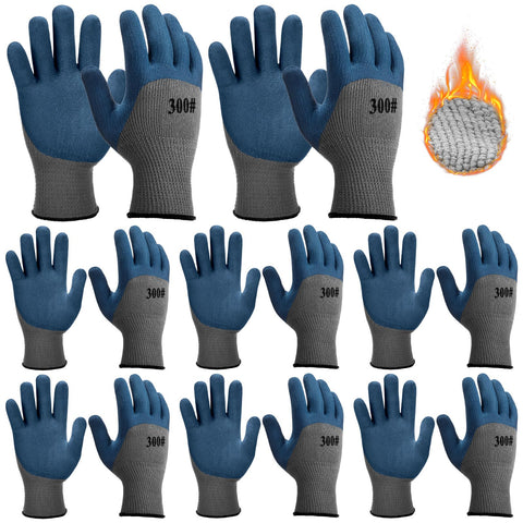 Chicingyou winter work gloves blue pack with non-slip rubber palm for cold-weather grip