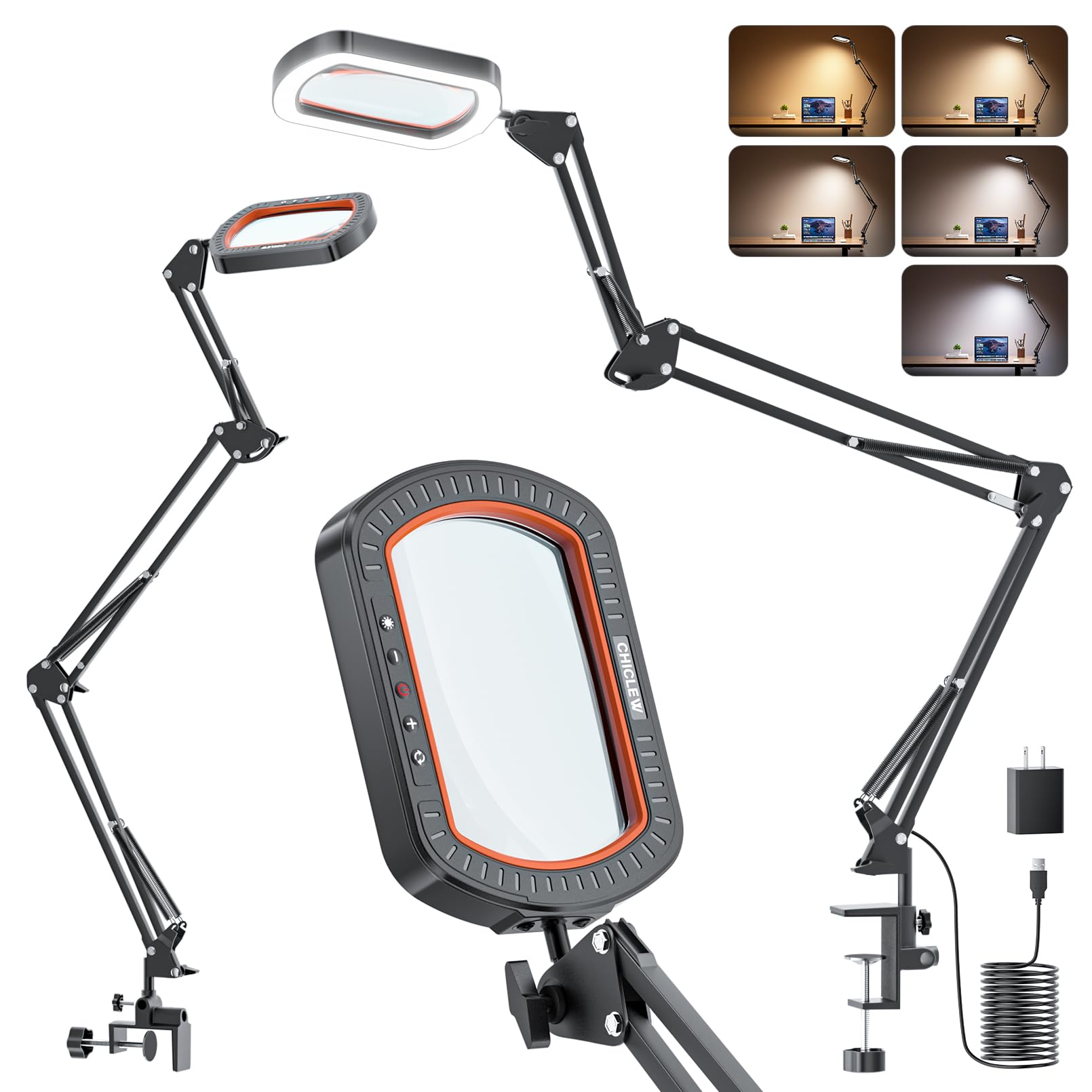 CHICLEW 10X rectangle magnifier with light for detailed crafts.