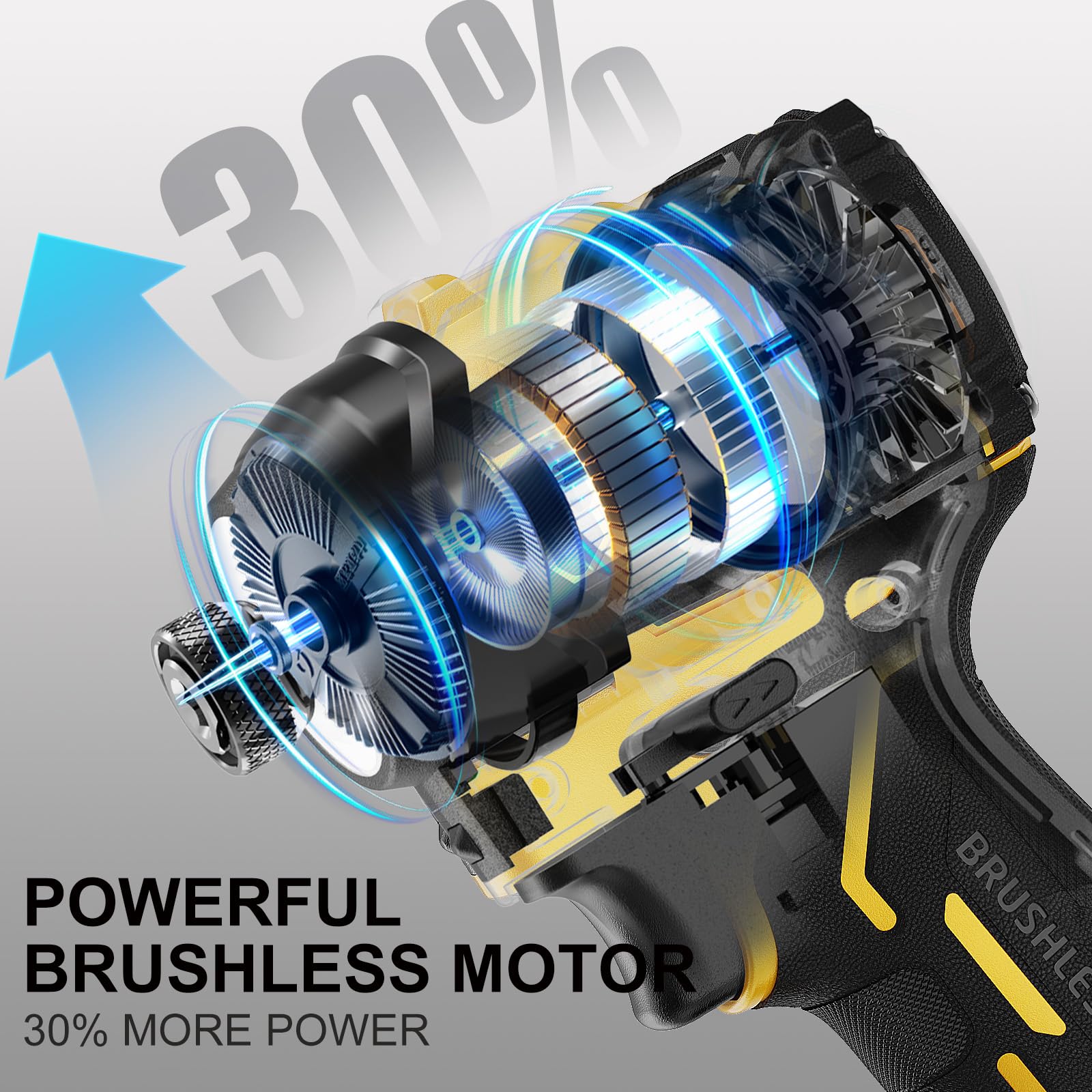 Chicmall brushless motor close-up for longer runtime and durability.