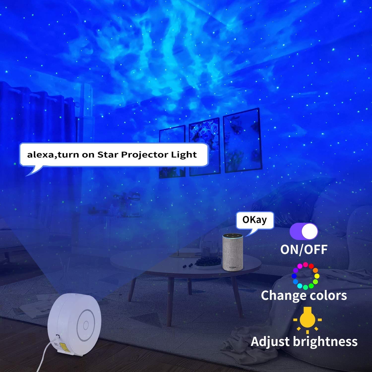 CHIGIH Smart Galaxy Projector nebula ceiling creates immersive room decor and mood lighting.