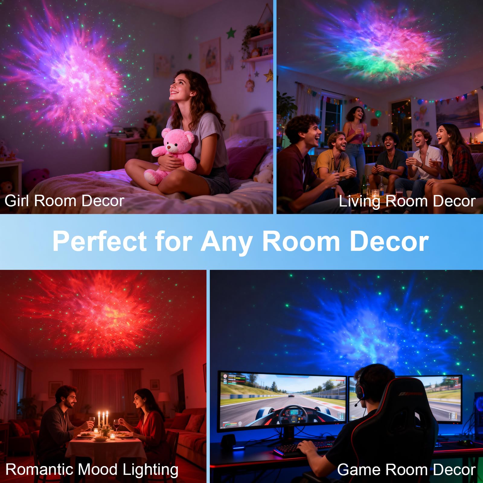 CHIGIH Smart Galaxy Projector room decor ideas spark joyful evenings.