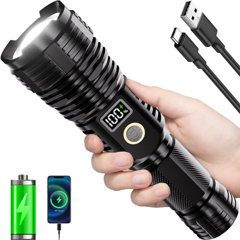 CHILDBOT 10000LM flashlight front view for powerful night illumination