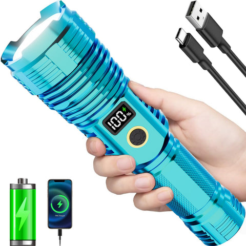 CHILDBOT high-lumens flashlight with zoomable beam for clear outdoor visibility.
